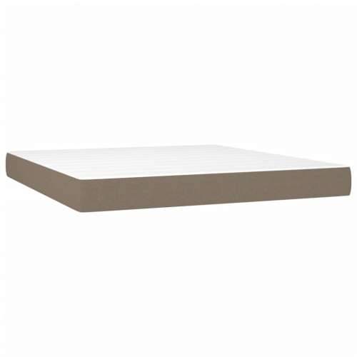 Krevet box spring s madracem LED smeđesivi 160x200 cm tkanina - Sivo-smeđa 160 x 200 cm Obično s čavlima Cijena
