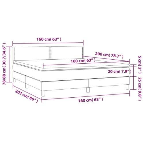 Krevet box spring s madracem LED smeđesivi 160x200 cm tkanina - Sivo-smeđa 160 x 200 cm Obično s čavlima Cijena