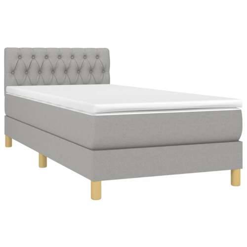 Krevet box spring s madracem LED svjetlosivi 100x200 cm tkanina - Svjetlosiva 100 x 200 cm Dizajn s gumbima Cijena