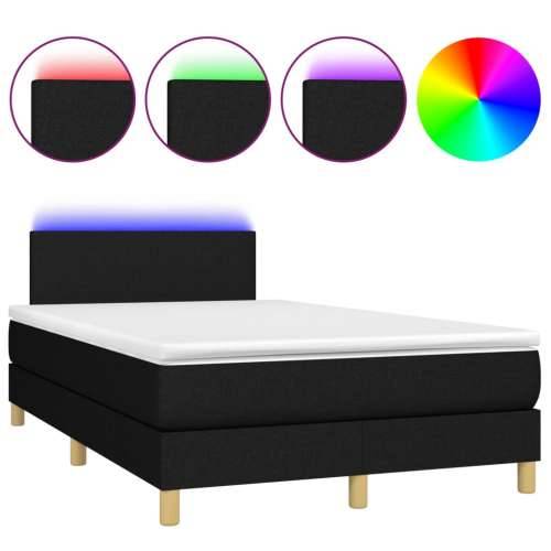 Krevet box spring s madracem LED crni 120 x 200 cm od tkanine - Crna 120 x 200 cm vodoravne pruge Cijena