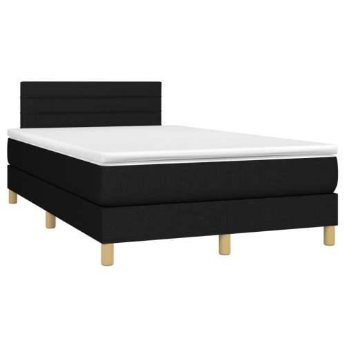 Krevet box spring s madracem LED crni 120 x 200 cm od tkanine - Crna 120 x 200 cm vodoravne pruge Cijena