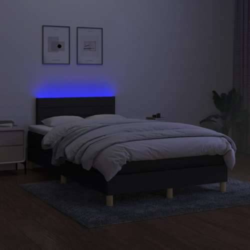 Krevet box spring s madracem LED crni 120 x 200 cm od tkanine - Crna 120 x 200 cm vodoravne pruge Cijena