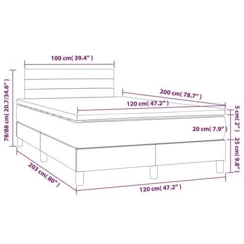 Krevet box spring s madracem LED crni 120 x 200 cm od tkanine - Crna 120 x 200 cm vodoravne pruge Cijena