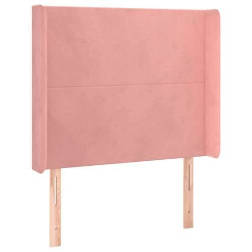 Krevet box spring s madracem LED ružičasti 90x200 cm baršunasti - Ružičasta 90 x 200 cm Gladak dizajn Cijena