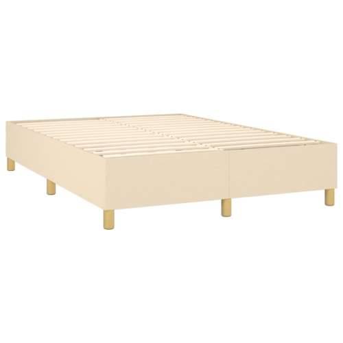 Krevet box spring s madracem LED krem 140x190 cm od tkanine - Krema 140 x 190 cm gumbi Cijena