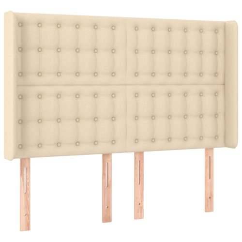 Krevet box spring s madracem LED krem 140x190 cm od tkanine - Krema 140 x 190 cm gumbi Cijena