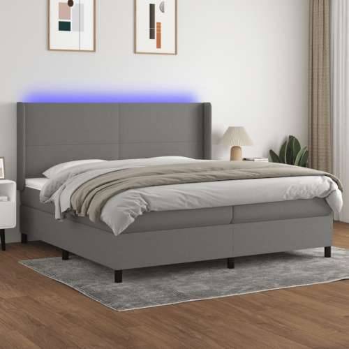 Krevet box spring s madracem LED tamnosivi 200x200 cm tkanina - Tamno siva 200 x 200 cm Gladak dizajn Cijena