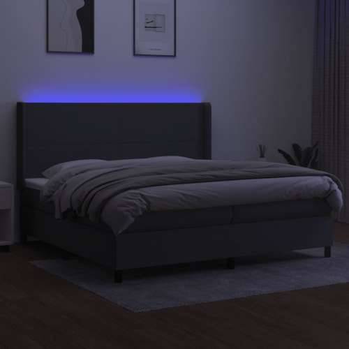 Krevet box spring s madracem LED tamnosivi 200x200 cm tkanina - Tamno siva 200 x 200 cm Gladak dizajn Cijena