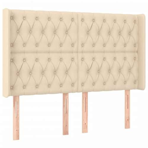 Krevet box spring s madracem LED krem 140x190 cm od tkanine - Krema 140 x 190 cm Dizajn s gumbima Cijena