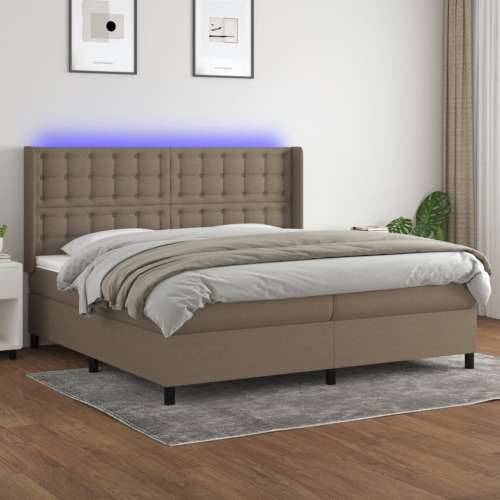 Krevet box spring s madracem LED smeđesivi 200x200 cm tkanina - Sivo-smeđa 200 x 200 cm gumbi Cijena