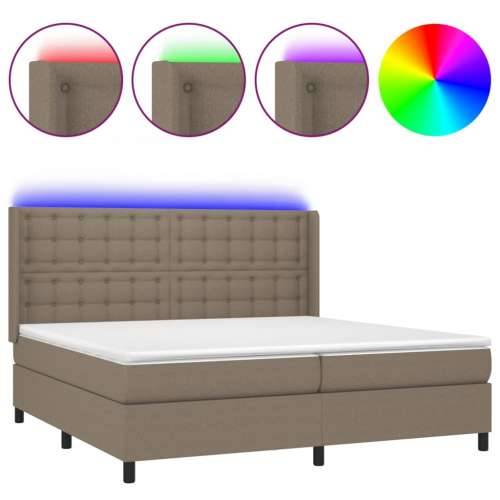 Krevet box spring s madracem LED smeđesivi 200x200 cm tkanina - Sivo-smeđa 200 x 200 cm gumbi Cijena