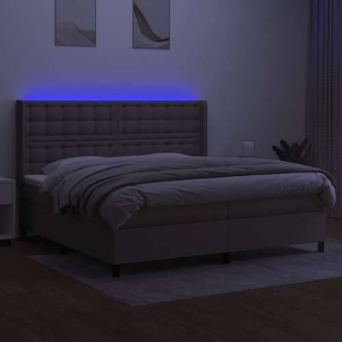 Krevet box spring s madracem LED smeđesivi 200x200 cm tkanina - Sivo-smeđa 200 x 200 cm gumbi Cijena