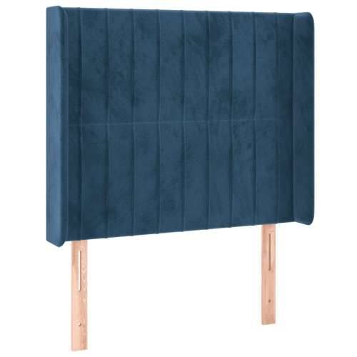 Krevet box spring s madracem LED tamnoplavi 90x200 cm baršun - Tamno plava 90 x 200 cm Okomite pruge Cijena
