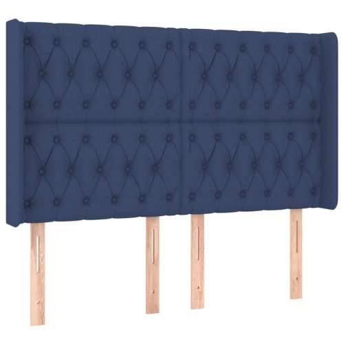 Krevet box spring s madracem LED plavi 160x200 cm od tkanine - Plava 160 x 200 cm Dizajn s gumbima Cijena