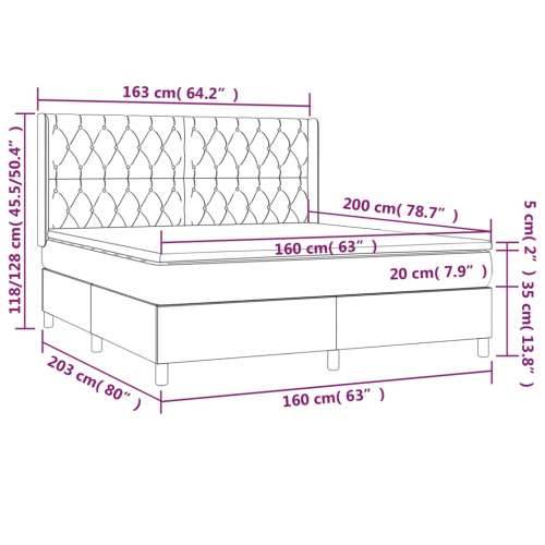 Krevet box spring s madracem LED plavi 160x200 cm od tkanine - Plava 160 x 200 cm Dizajn s gumbima Cijena