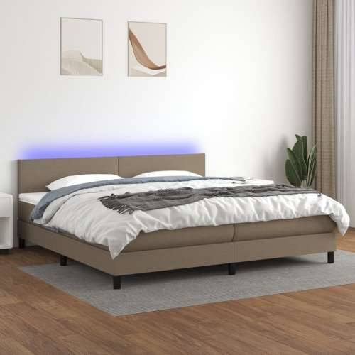 Krevet box spring s madracem LED smeđesivi 200x200 cm tkanina - Sivo-smeđa 200 x 200 cm Gladak dizajn Cijena