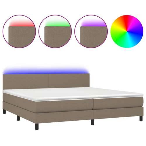 Krevet box spring s madracem LED smeđesivi 200x200 cm tkanina - Sivo-smeđa 200 x 200 cm Gladak dizajn Cijena