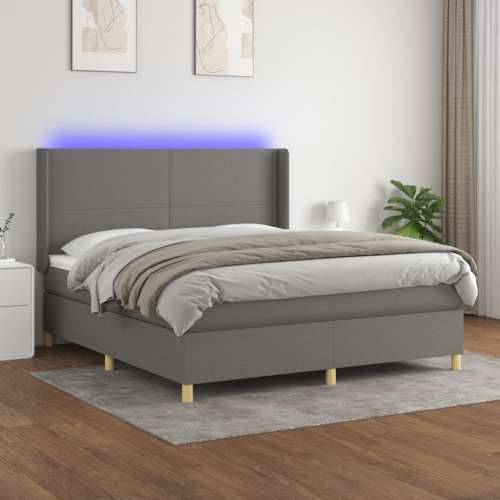 Krevet box spring s madracem LED tamnosivi 160x200 cm tkanina - Tamno siva 160 x 200 cm Gladak dizajn Cijena