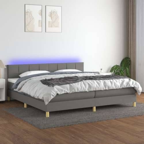 Krevet box spring s madracem LED tamnosivi 200x200 cm tkanina - Tamno siva 200 x 200 cm Blok s kvadratima Cijena