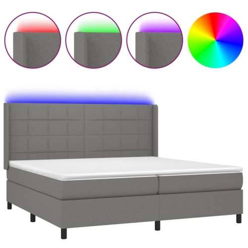 Krevet box spring s madracem LED tamnosivi 200x200 cm tkanina - Tamno siva 200 x 200 cm Blok s kvadratima Cijena