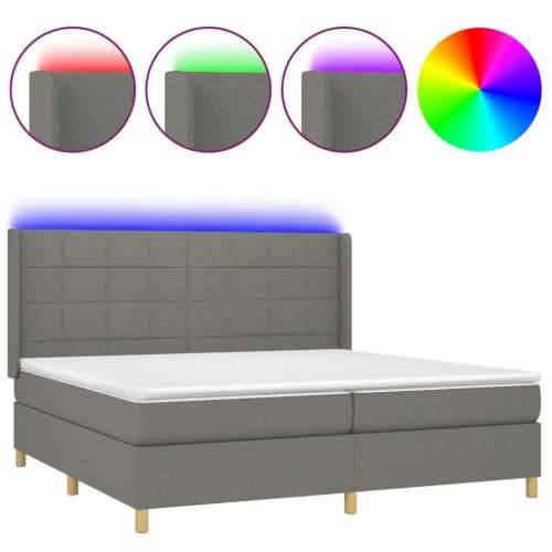 Krevet box spring s madracem LED tamnosivi 200x200 cm tkanina - Tamno siva 200 x 200 cm Blok s kvadratima Cijena
