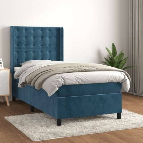 Box spring krevet s madracem tamnoplavi 100x200 cm baršunasti Tamno plava 100 x 200 cm gumbi Cijena