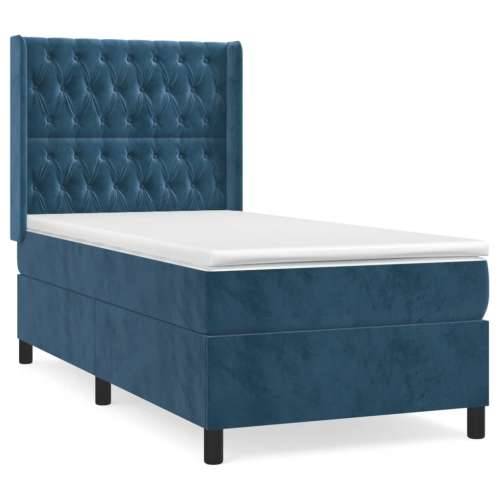 Box spring krevet s madracem tamnoplavi 100x200 cm baršunasti - Tamno plava 100 x 200 cm Dizajn s gumbima Cijena