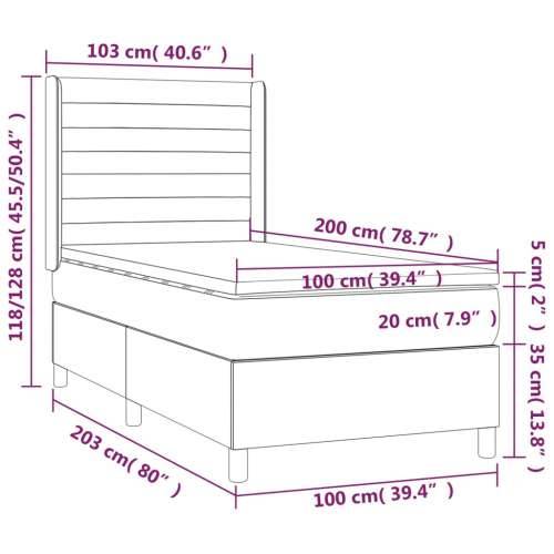 Box spring krevet s madracem tamnoplavi 100x200 cm baršunasti Tamno plava 100 x 200 cm vodoravne pruge Cijena