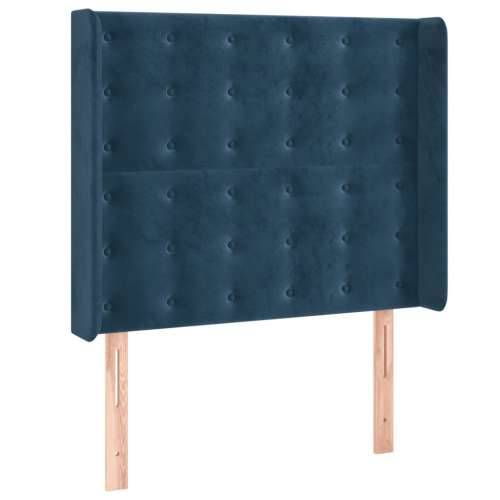 Krevet box spring s madracem LED tamnoplavi 100x200 cm baršun - Tamno plava 100 x 200 cm gumbi Cijena