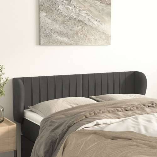 Uzglavlje s ušima tamnosivo 147x23x78/88 cm baršunasto - Tamno siva 147 x 23 x 78/88 cm 1 Cijena