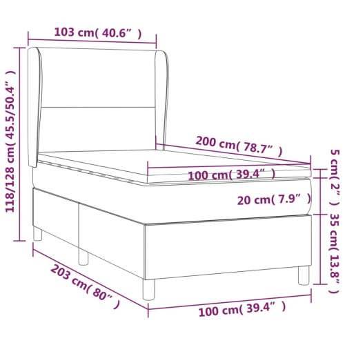 Krevet box spring s madracem LED krem 100x200 cm od tkanine - Krema 100 x 200 cm Gladak dizajn Cijena