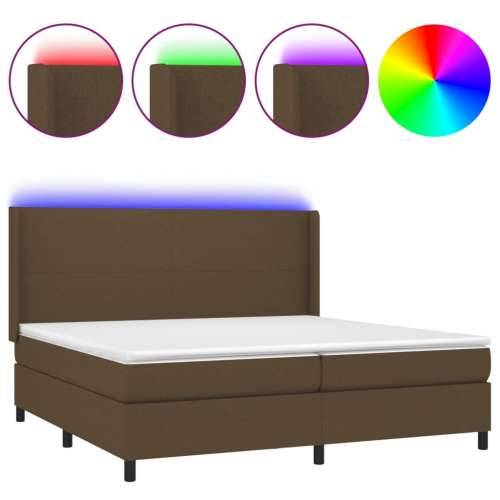 Krevet box spring s madracem LED tamnosmeđi 200x200 cm tkanina - Tamno smeđa 200 x 200 cm Gladak dizajn Cijena