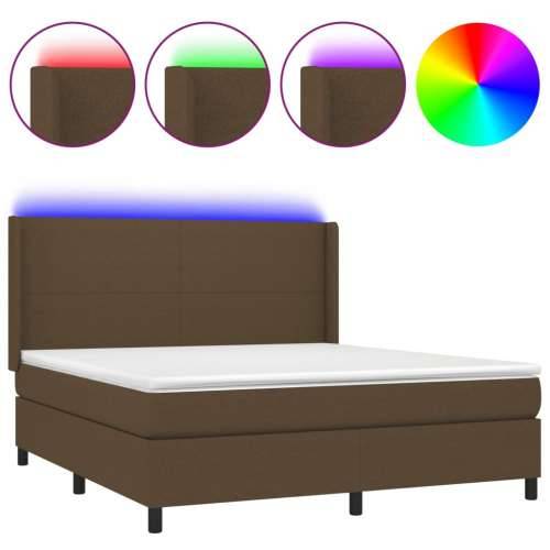 Krevet box spring s madracem LED tamnosmeđi 180x200 cm tkanina - Tamno smeđa 180 x 200 cm Gladak dizajn Cijena
