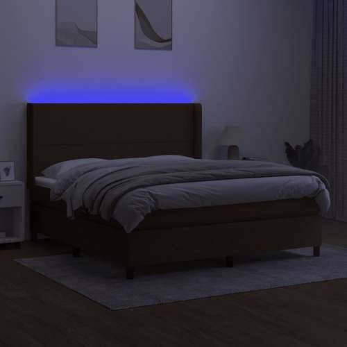 Krevet box spring s madracem LED tamnosmeđi 180x200 cm tkanina - Tamno smeđa 180 x 200 cm Gladak dizajn Cijena