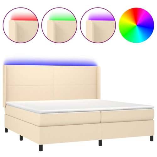 Krevet box spring s madracem LED krem 200x200 cm od tkanine - Krema 200 x 200 cm Gladak dizajn Cijena