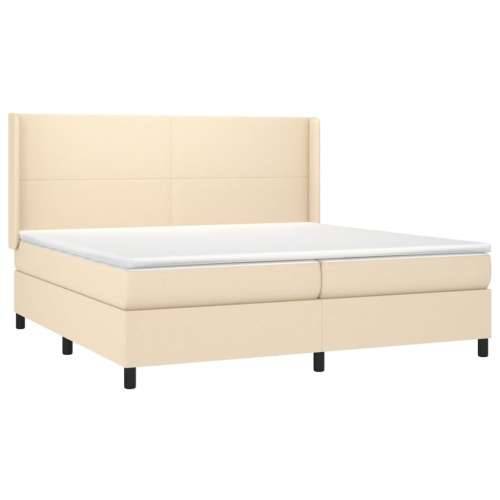 Krevet box spring s madracem LED krem 200x200 cm od tkanine - Krema 200 x 200 cm Gladak dizajn Cijena
