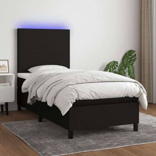 Krevet box spring s madracem LED crni 80 x 200 cm od tkanine - Crna 80 x 200 cm Gladak dizajn Cijena