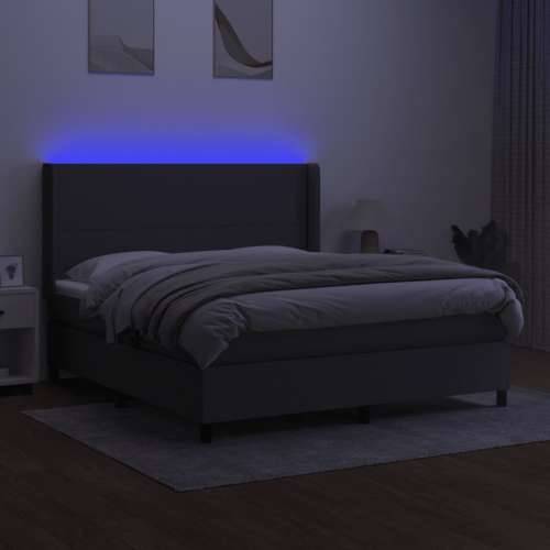 Krevet box spring s madracem LED tamnosivi 180x200 cm tkanina - Tamno siva 180 x 200 cm Gladak dizajn Cijena