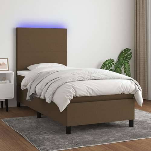 Krevet box spring s madracem LED tamnosmeđi 80 x 200 cm tkanina - Tamno smeđa 80 x 200 cm Gladak dizajn Cijena