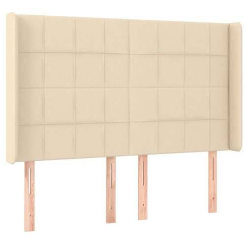 Krevet box spring s madracem LED krem 140x200 cm od tkanine - Krema 140 x 200 cm Blok s kvadratima Cijena