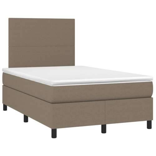 Krevet box spring s madracem LED smeđesivi 120 x 200 cm tkanina - Sivo-smeđa 120 x 200 cm Gladak dizajn Cijena