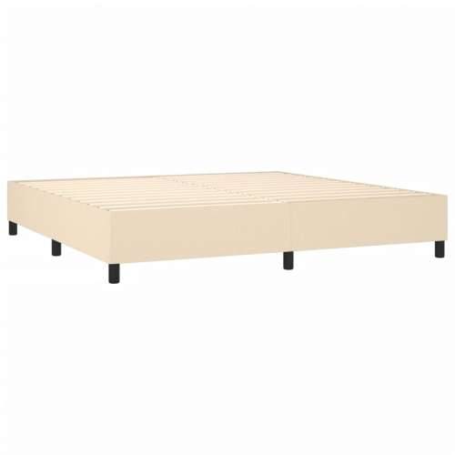 Krevet box spring s madracem LED krem 200x200 cm od tkanine - Krema 200 x 200 cm Obično s čavlima Cijena