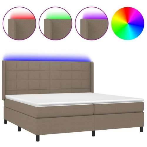 Krevet box spring s madracem LED smeđesivi 200x200 cm tkanina - Sivo-smeđa 200 x 200 cm Blok s kvadratima Cijena