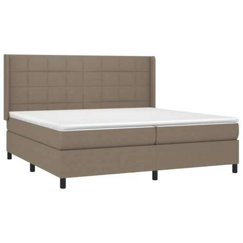 Krevet box spring s madracem LED smeđesivi 200x200 cm tkanina - Sivo-smeđa 200 x 200 cm Blok s kvadratima Cijena