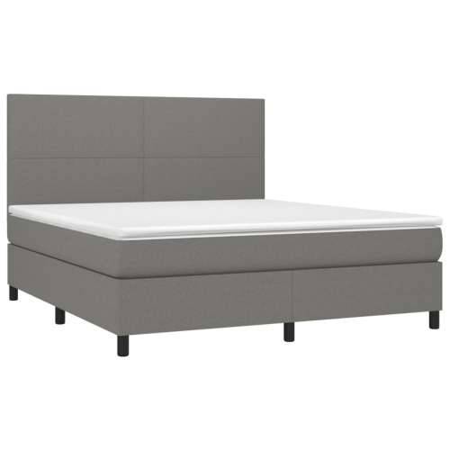 Krevet box spring s madracem LED tamnosivi 160x200 cm tkanina - Tamno siva 160 x 200 cm Gladak dizajn Cijena