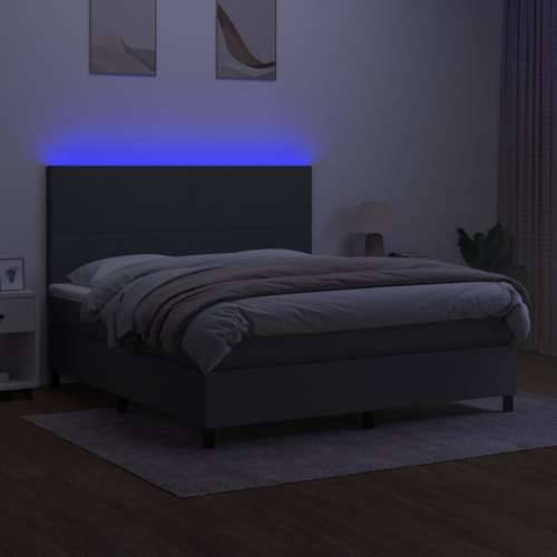 Krevet box spring s madracem LED tamnosivi 160x200 cm tkanina - Tamno siva 160 x 200 cm Gladak dizajn Cijena