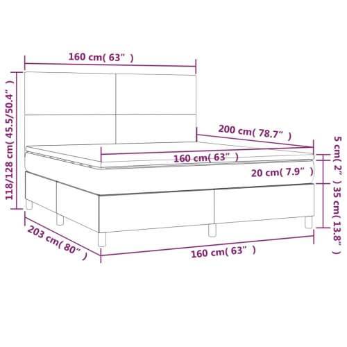 Krevet box spring s madracem LED tamnosivi 160x200 cm tkanina - Tamno siva 160 x 200 cm Gladak dizajn Cijena