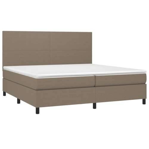 Krevet box spring s madracem LED smeđesivi 200x200 cm tkanina - Sivo-smeđa 200 x 200 cm Gladak dizajn Cijena