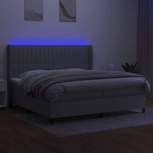 Krevet box spring s madracem LED svjetlosivi 200x200 cm tkanina - Svjetlosiva 200 x 200 cm Okomite pruge Cijena