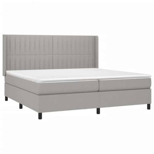 Krevet box spring s madracem LED svjetlosivi 200x200 cm tkanina - Svjetlosiva 200 x 200 cm Okomite pruge Cijena